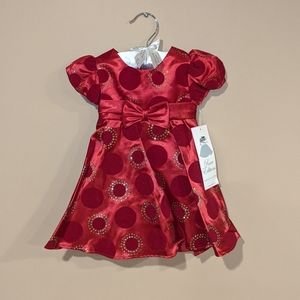 Rare Editions Baby Girls Red Glitter Sz 12Mo